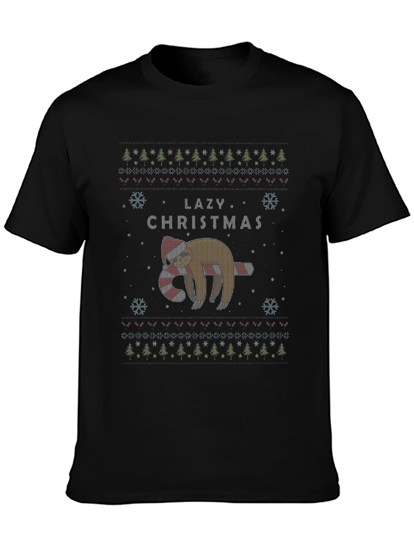 Lazy Christmas Sloth Ugly Christmas Sweater T-Shirt