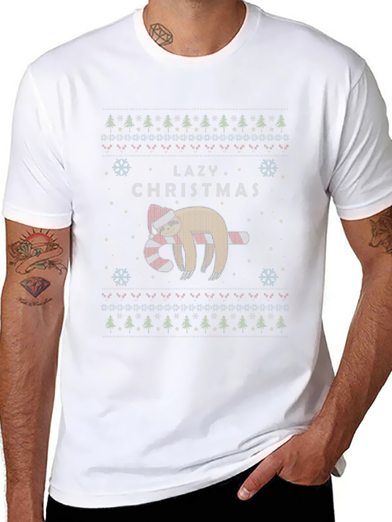 Lazy Christmas Sloth Ugly Christmas Sweater T-Shirt