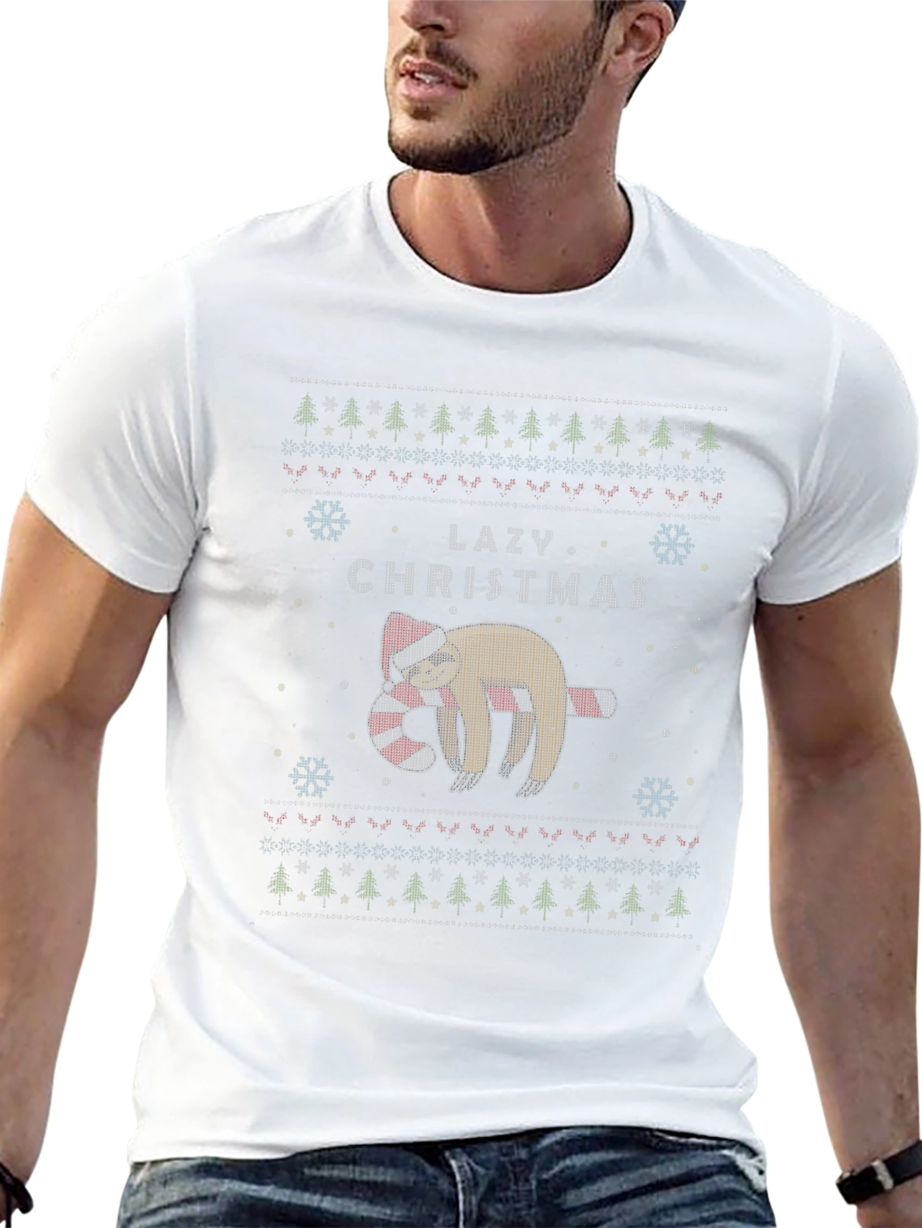 Lazy Christmas Sloth Ugly Christmas Sweater T-Shirt