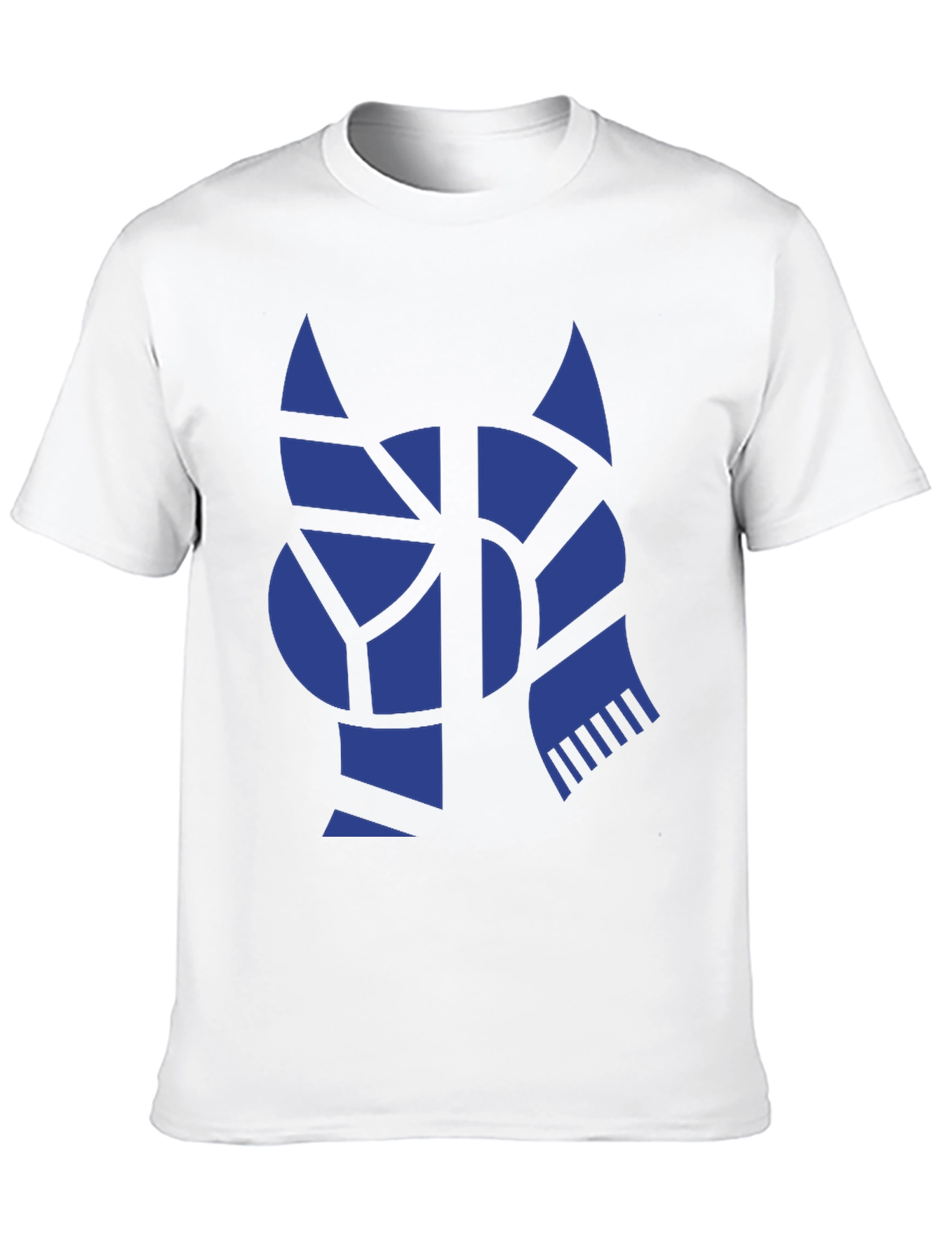 Geometric Blue Cat Black T-Shirt
