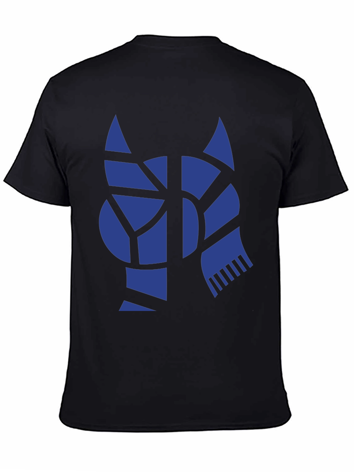 Geometric Blue Cat Black T-Shirt