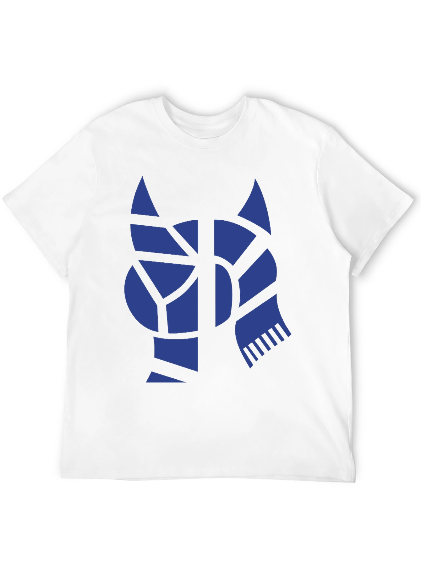Geometric Blue Cat Black T-Shirt