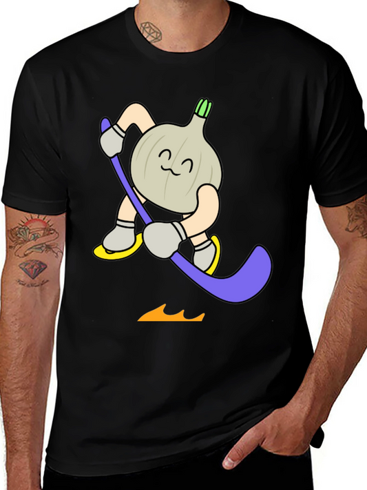 Funny Cartoon Garlic Hockey Player T-Shirt