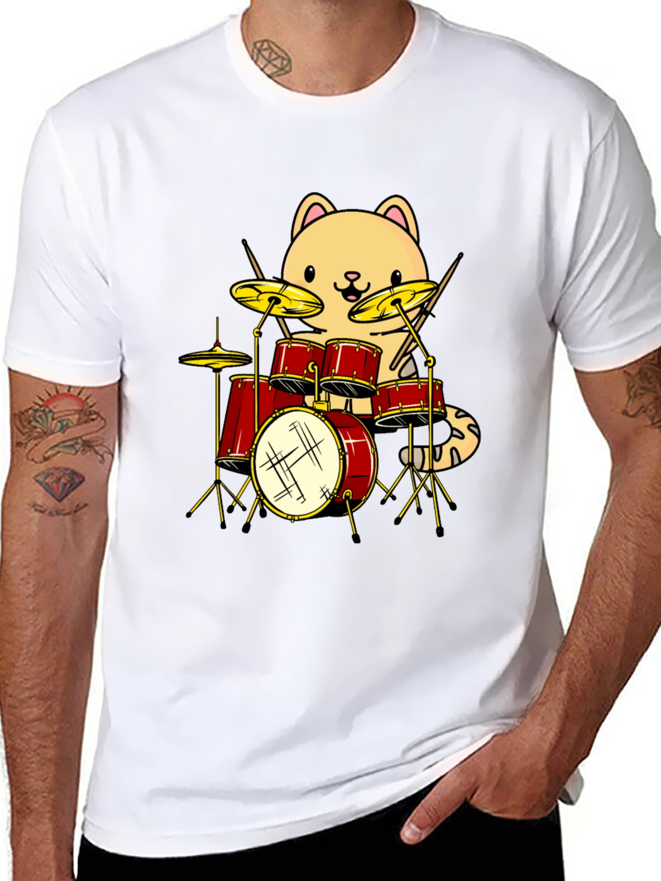 Cat Drummer Graphic Tee