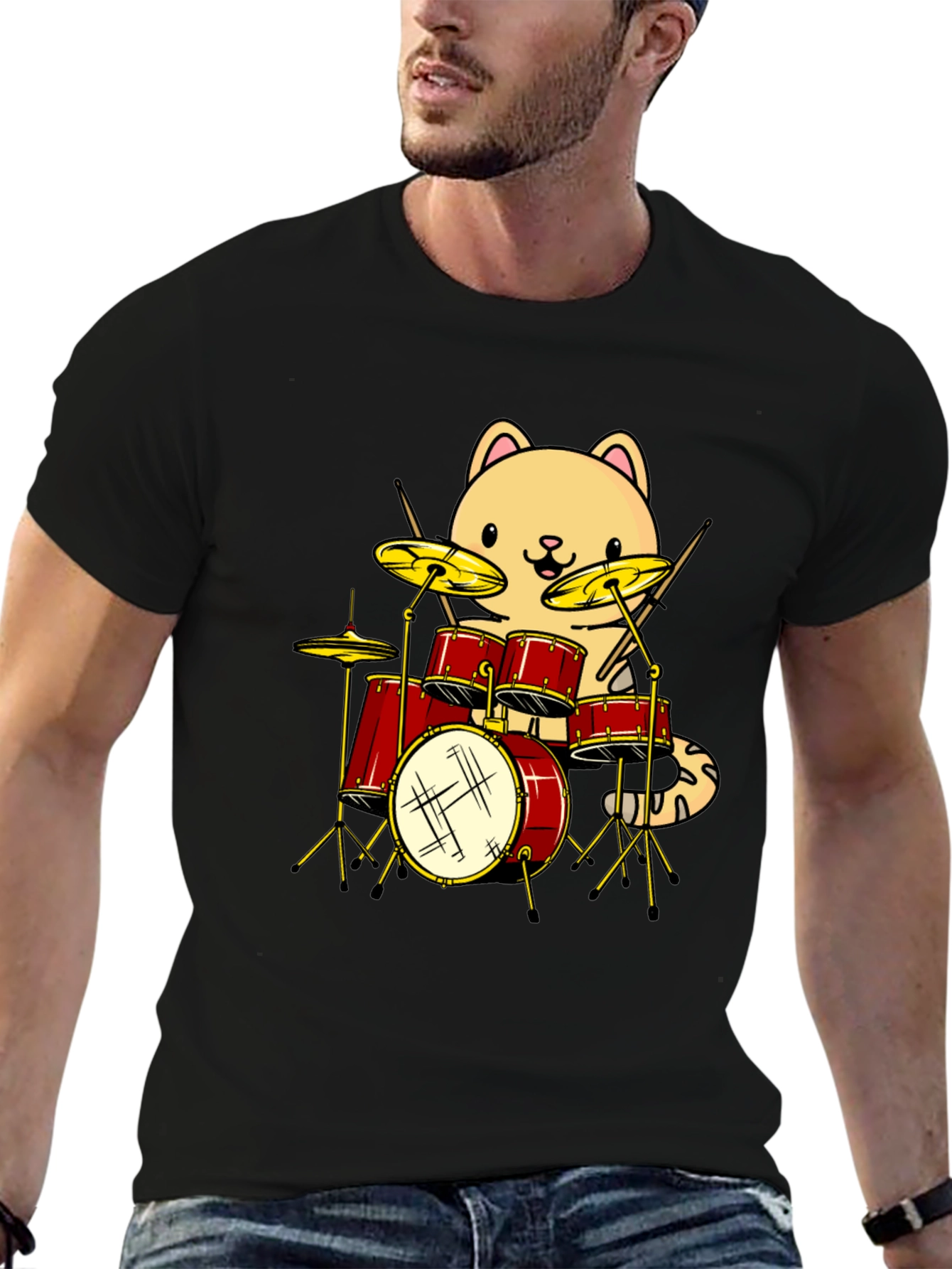 Cat Drummer Graphic Tee
