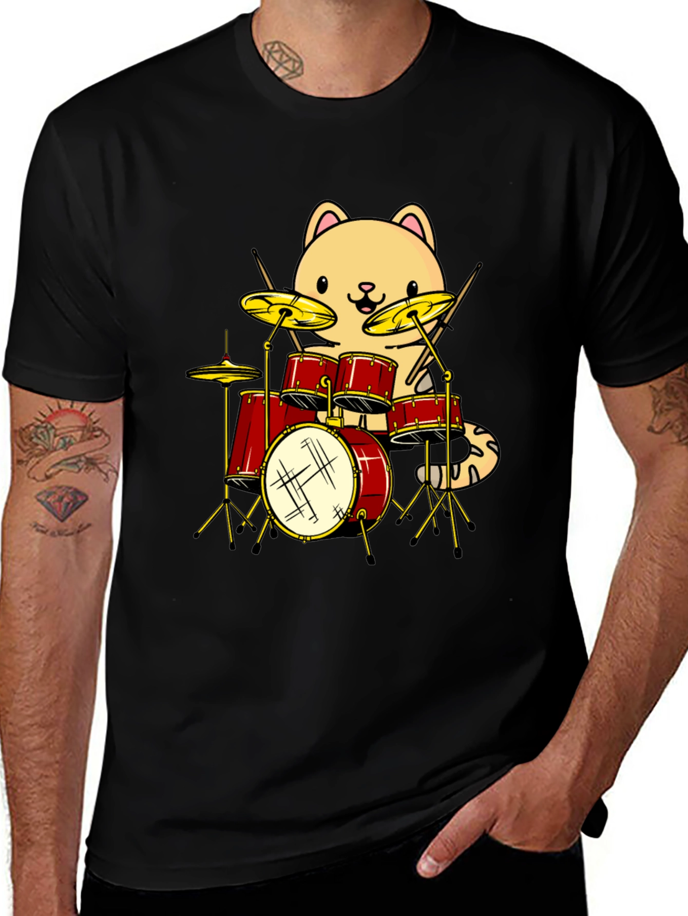 Cat Drummer Graphic Tee