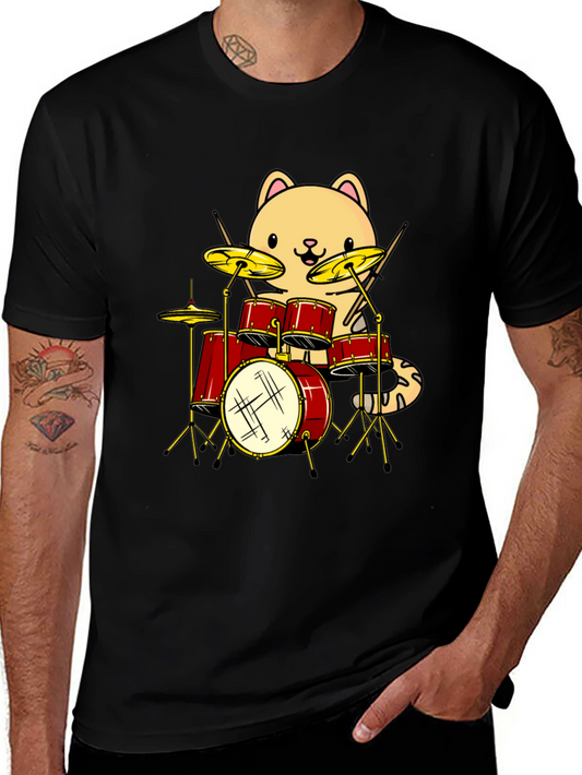 Cat Drummer Graphic Tee