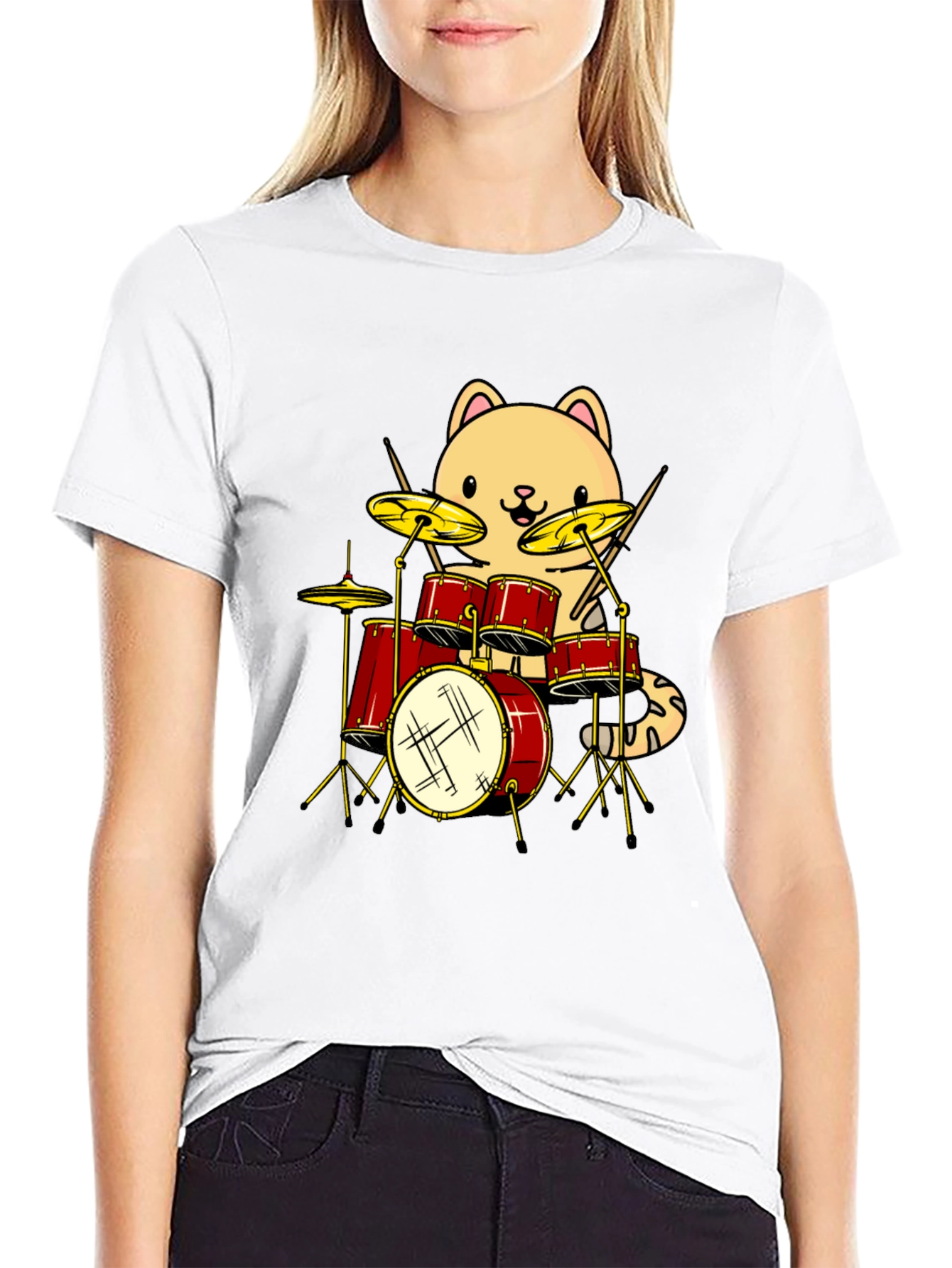 Cat Drummer Graphic Tee