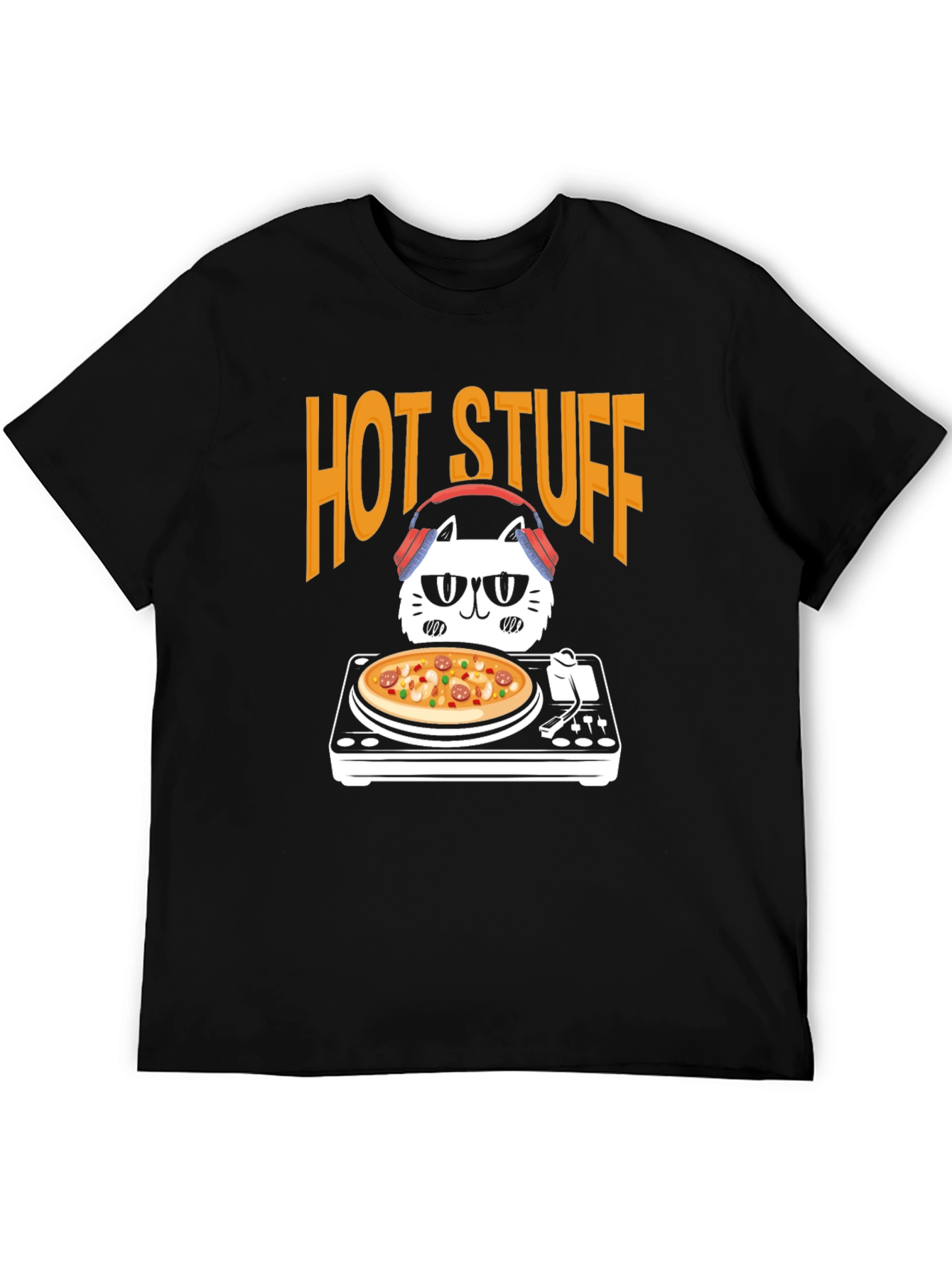 Hot Stuff DJ Cat Pizza T-Shirt