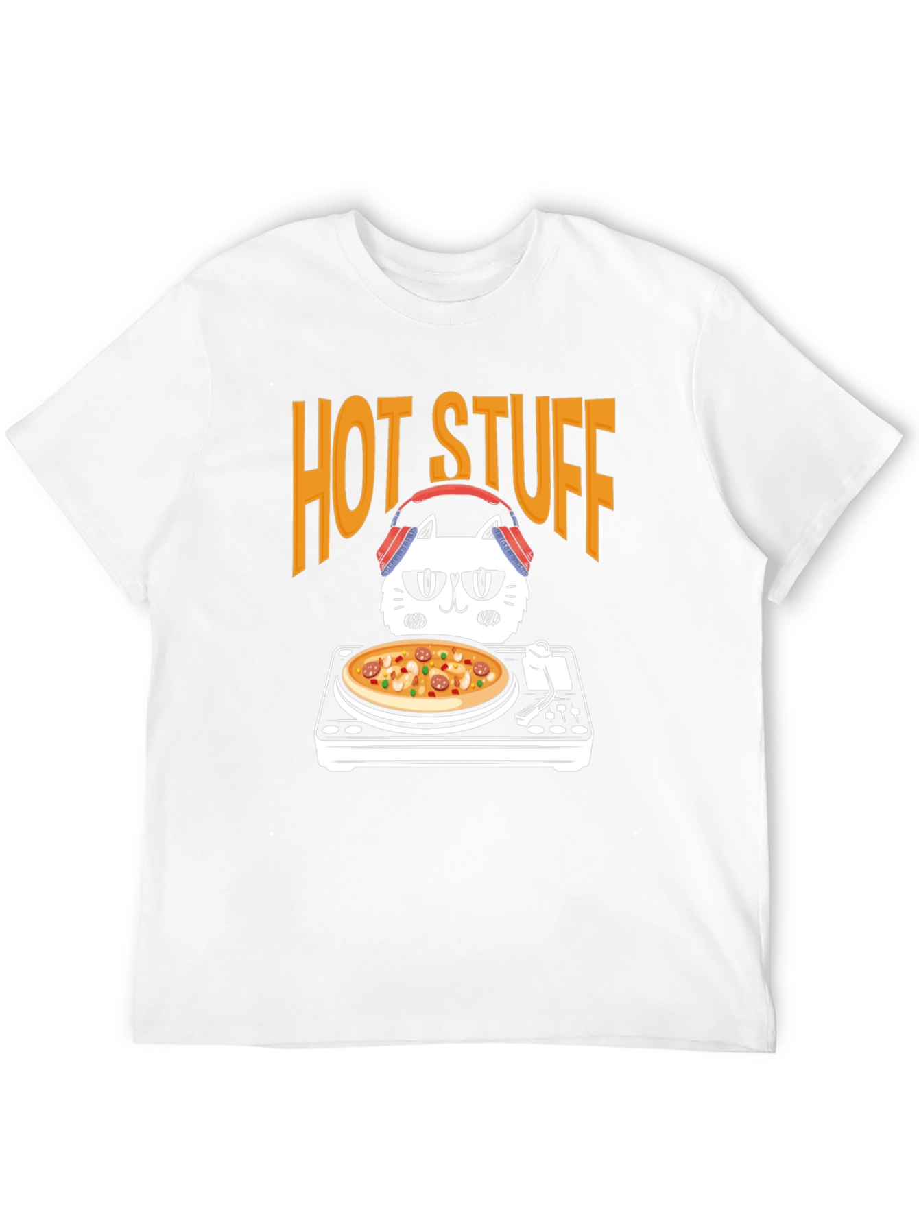 Hot Stuff DJ Cat Pizza T-Shirt