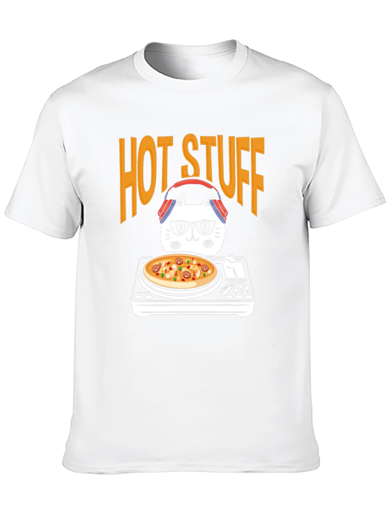 Hot Stuff DJ Cat Pizza T-Shirt