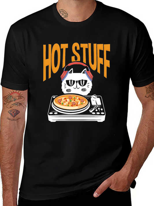 Hot Stuff DJ Cat Pizza T-Shirt