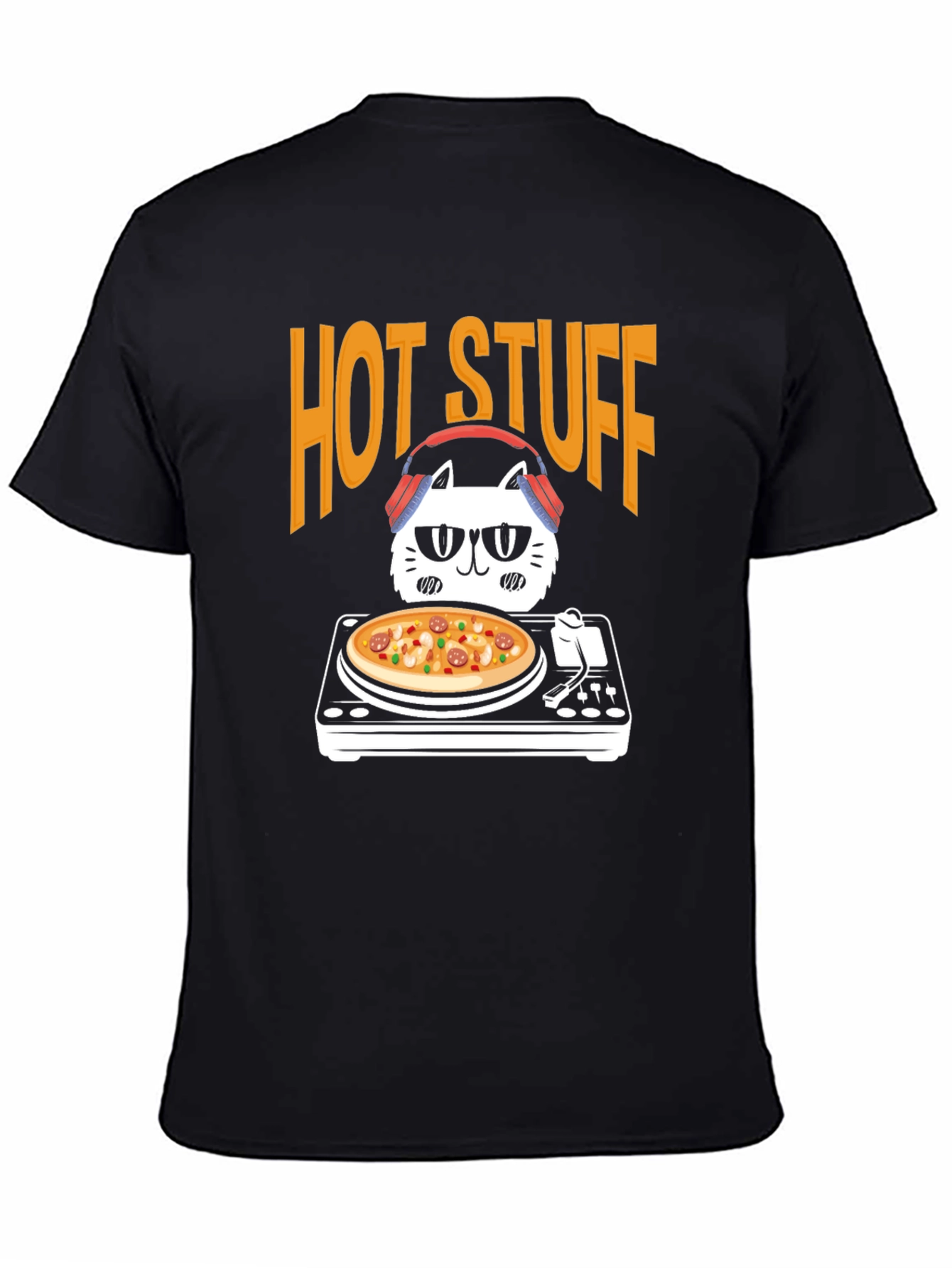Hot Stuff DJ Cat Pizza T-Shirt