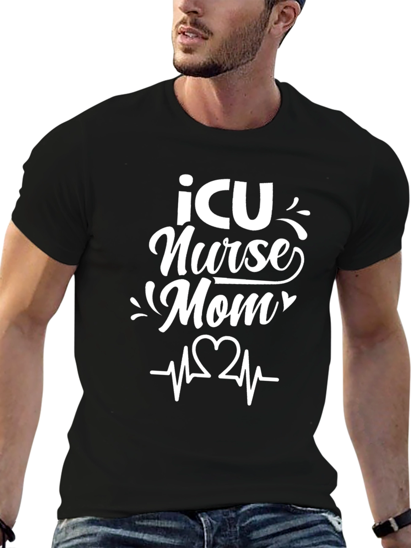ICU Nurse Mom T-Shirt - Black Graphic Tee