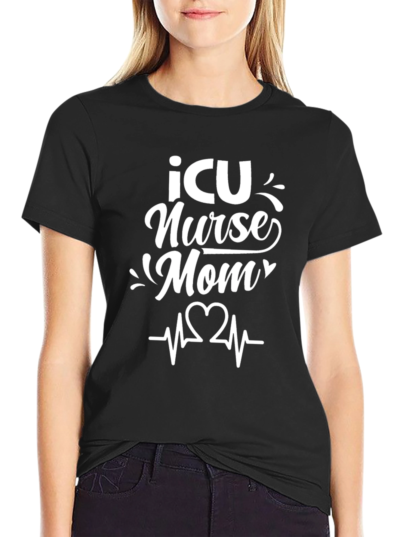 ICU Nurse Mom T-Shirt - Black Graphic Tee