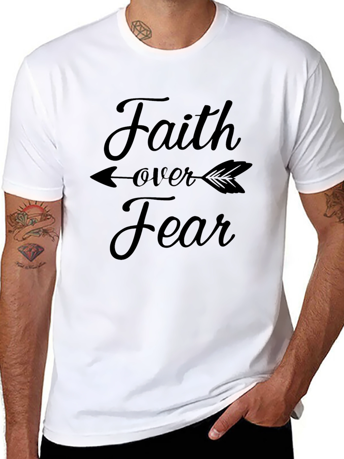 Faith Over Fear Graphic Tee - Inspirational Black T-Shirt