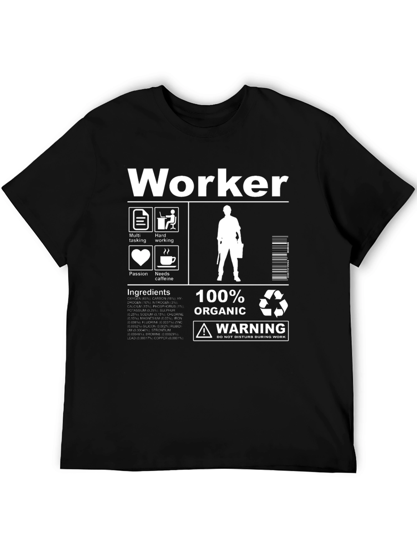 Worker 100% Organic Black Graphic Tee