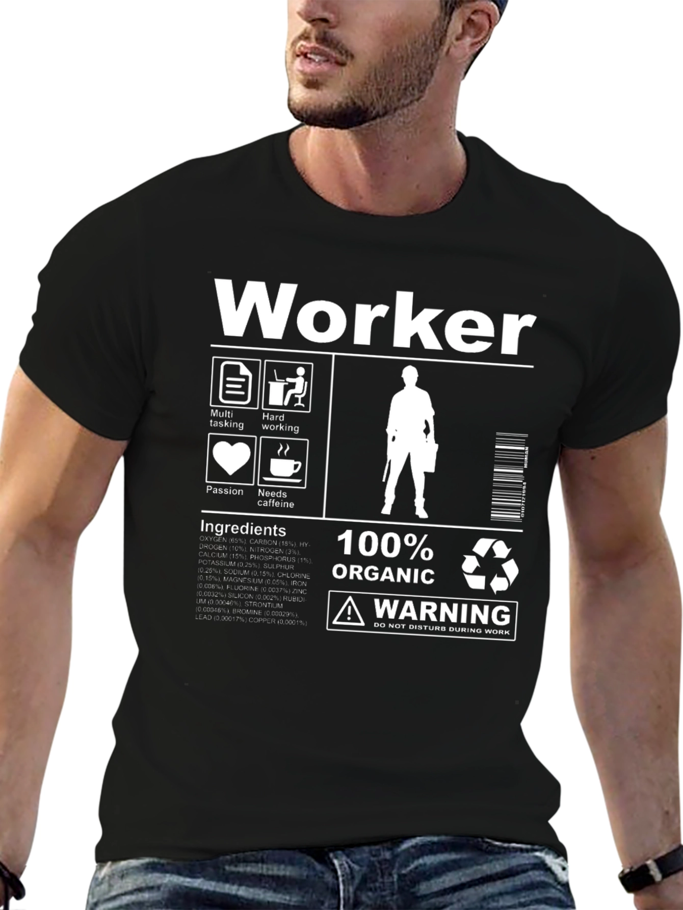 Worker 100% Organic Black Graphic Tee