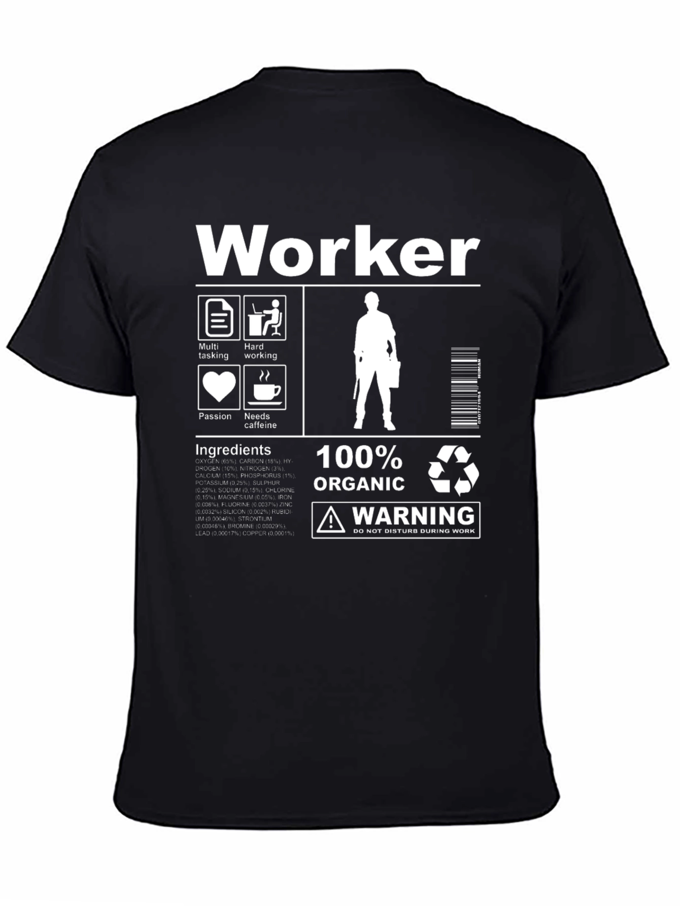 Worker 100% Organic Black Graphic Tee