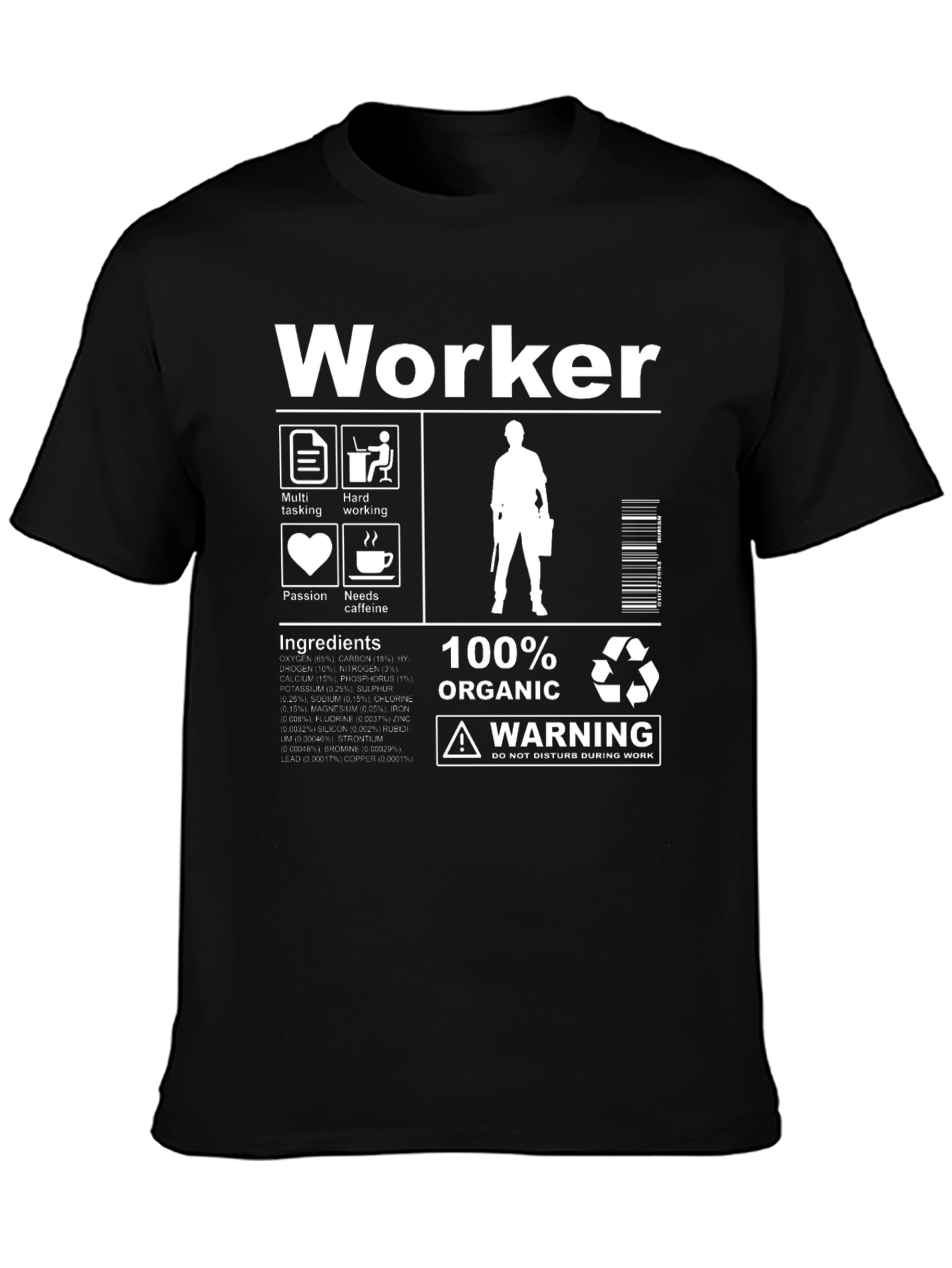 Worker 100% Organic Black Graphic Tee