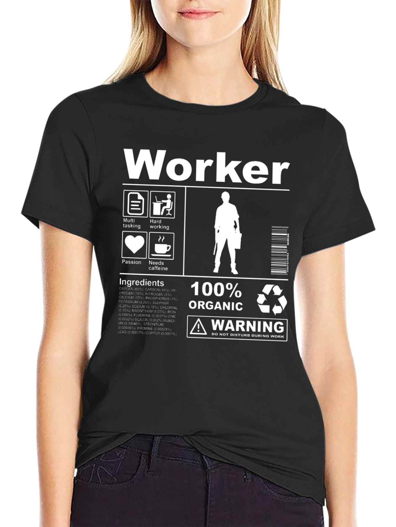 Worker 100% Organic Black Graphic Tee