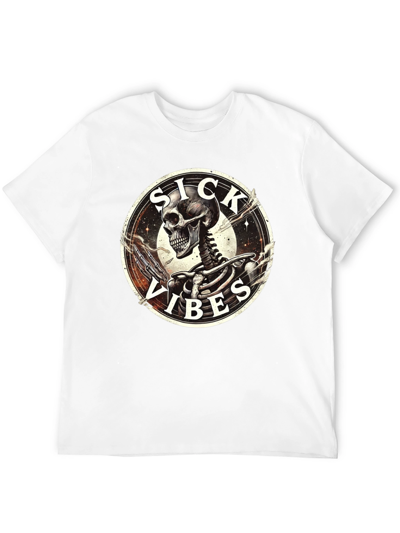 Sick Vibes Skeleton Graphic T-Shirt - Black