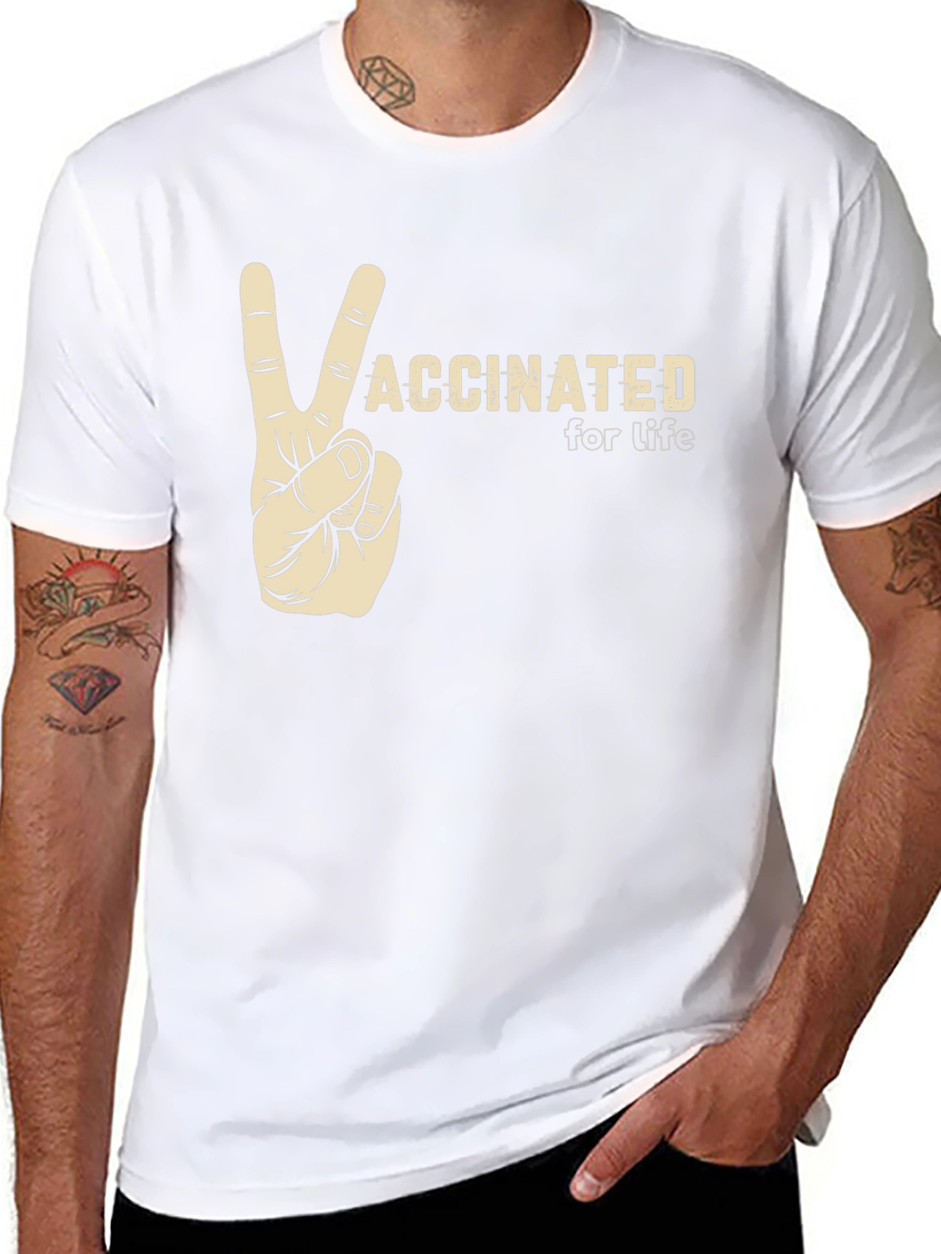 Vaccinated for Life T-Shirt Peace Sign Tee
