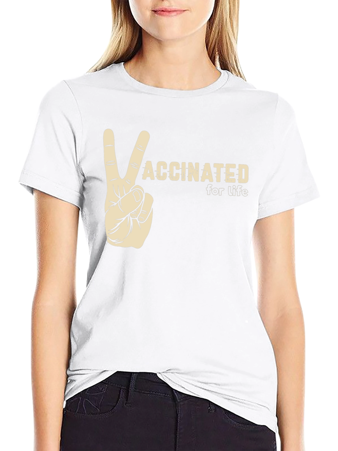 Vaccinated for Life T-Shirt Peace Sign Tee