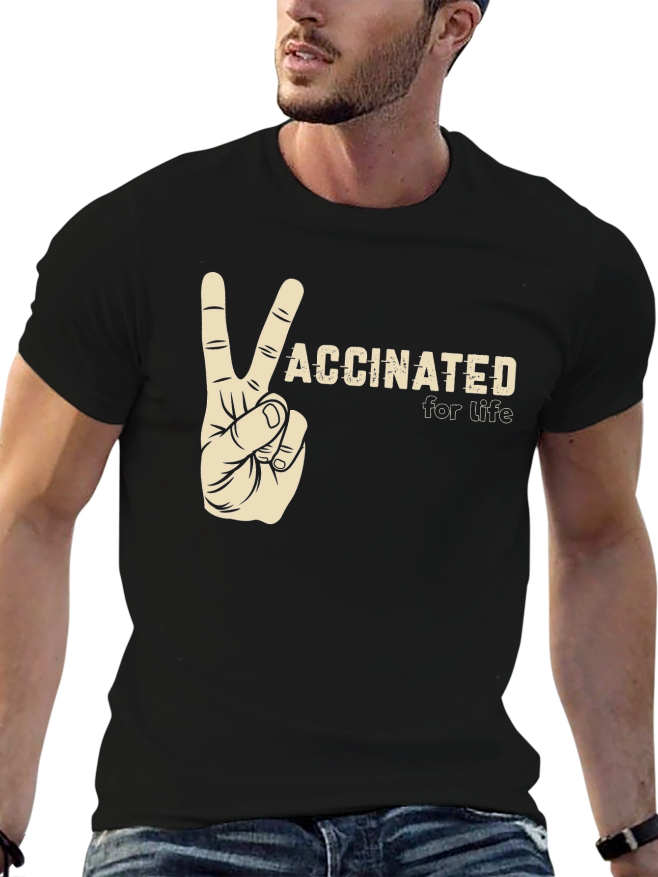 Vaccinated for Life T-Shirt Peace Sign Tee