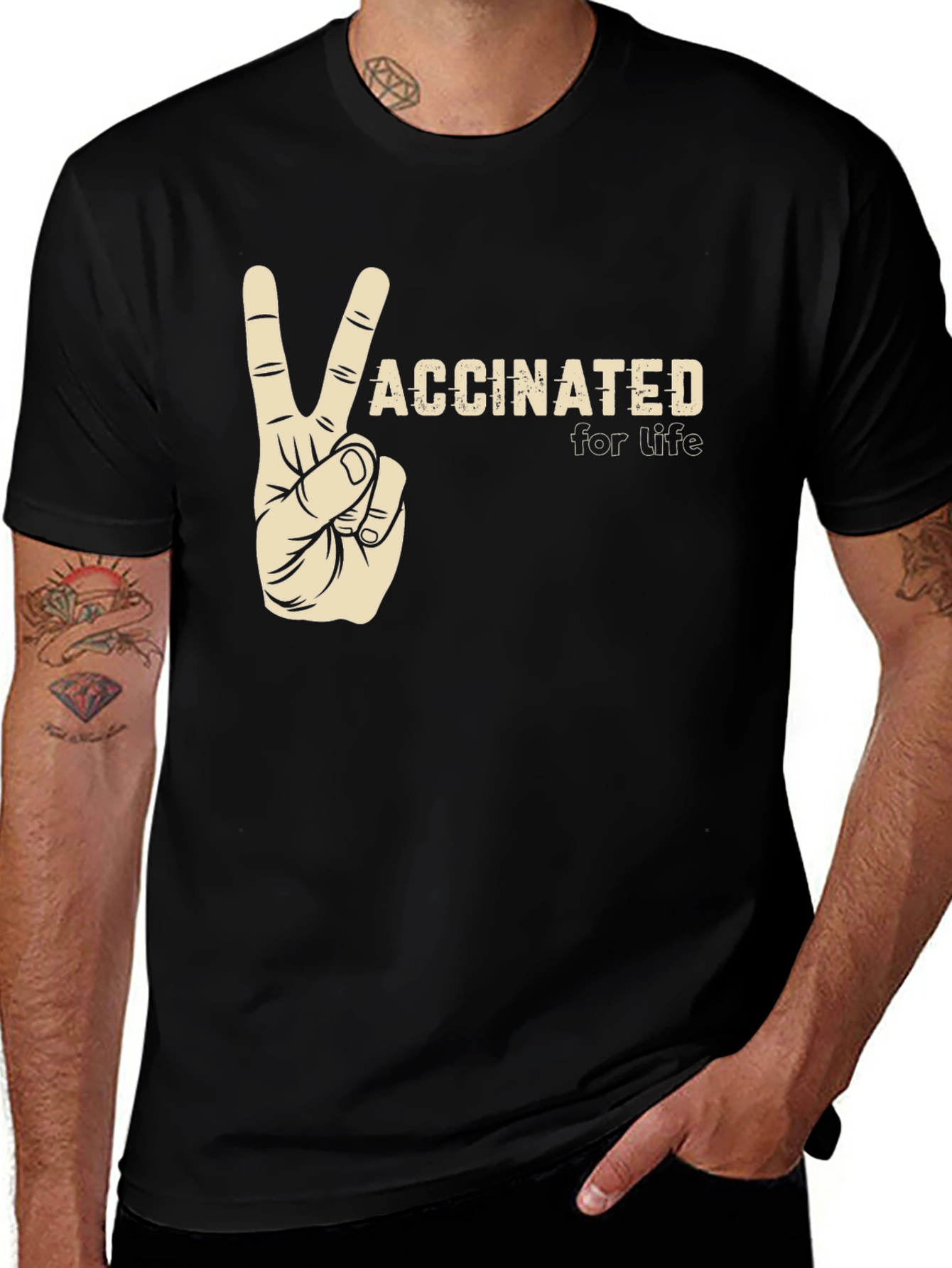 Vaccinated for Life T-Shirt Peace Sign Tee