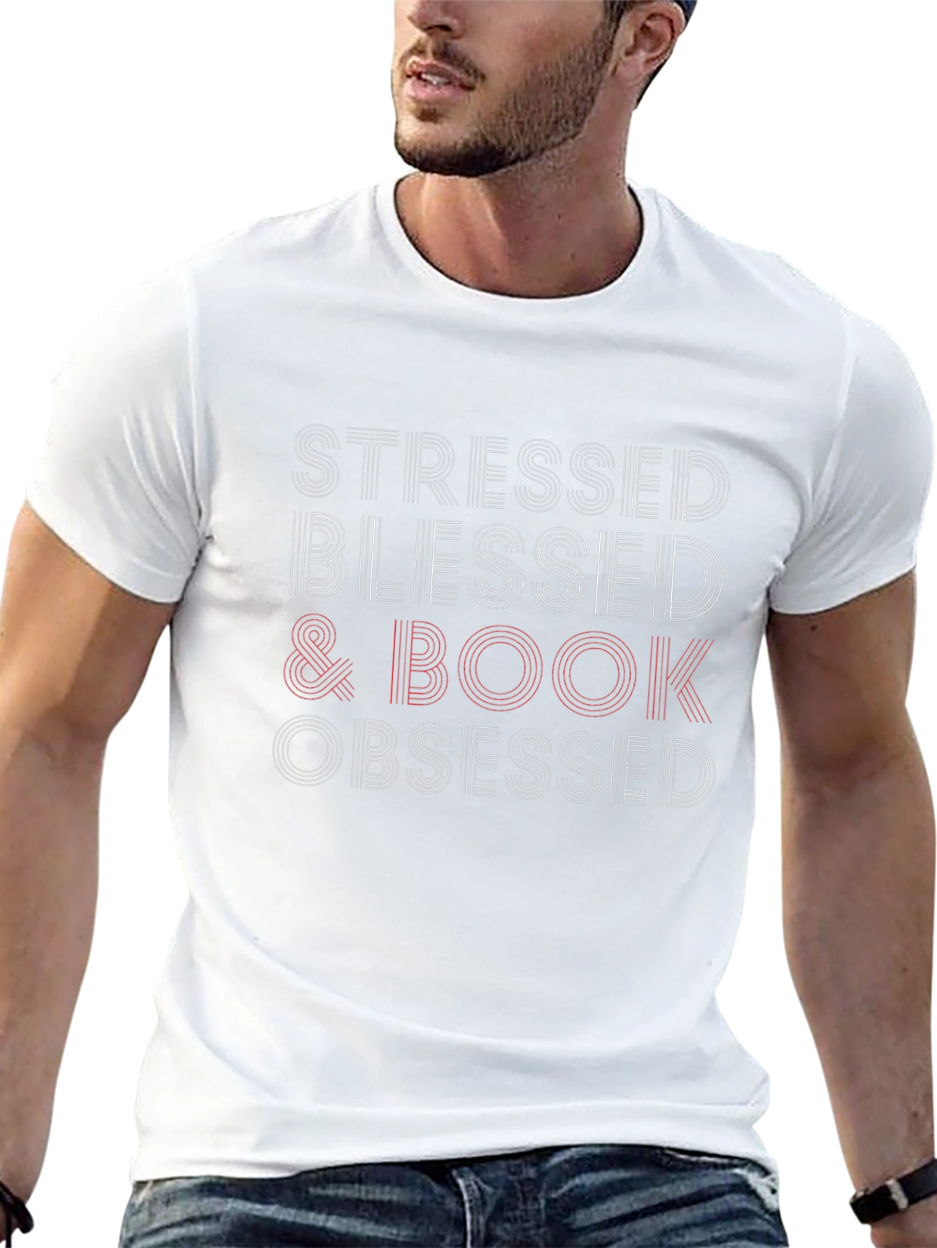 Stressed Blessed Book Obsessed Black T-Shirt