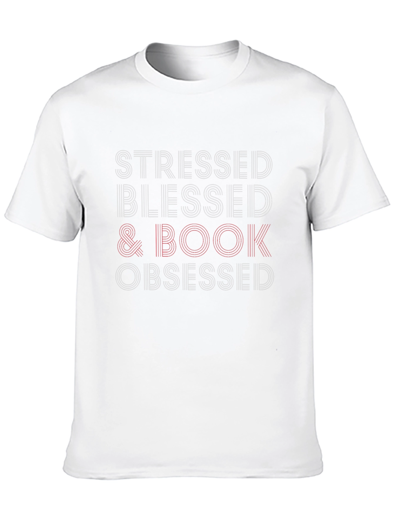 Stressed Blessed Book Obsessed Black T-Shirt