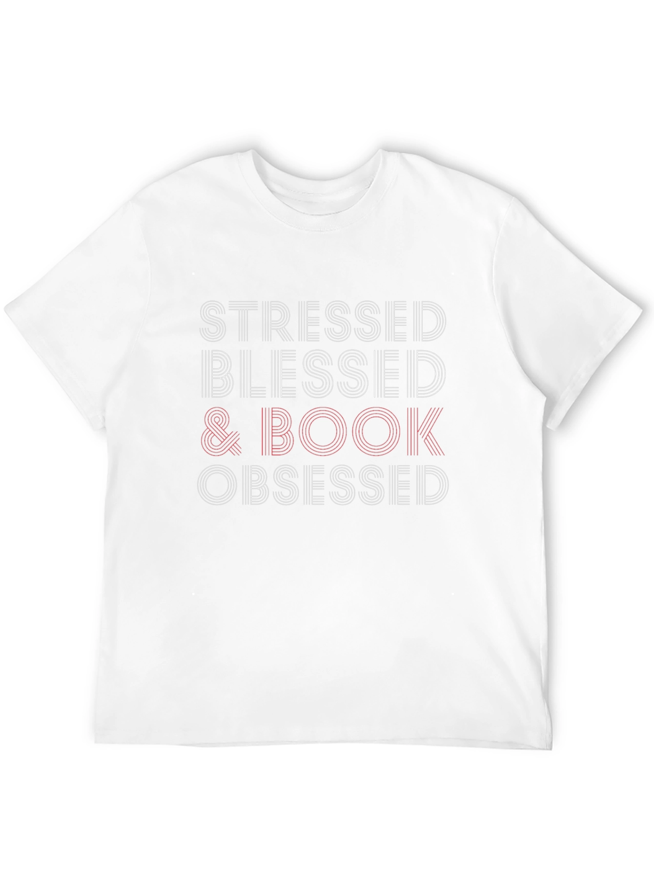 Stressed Blessed Book Obsessed Black T-Shirt