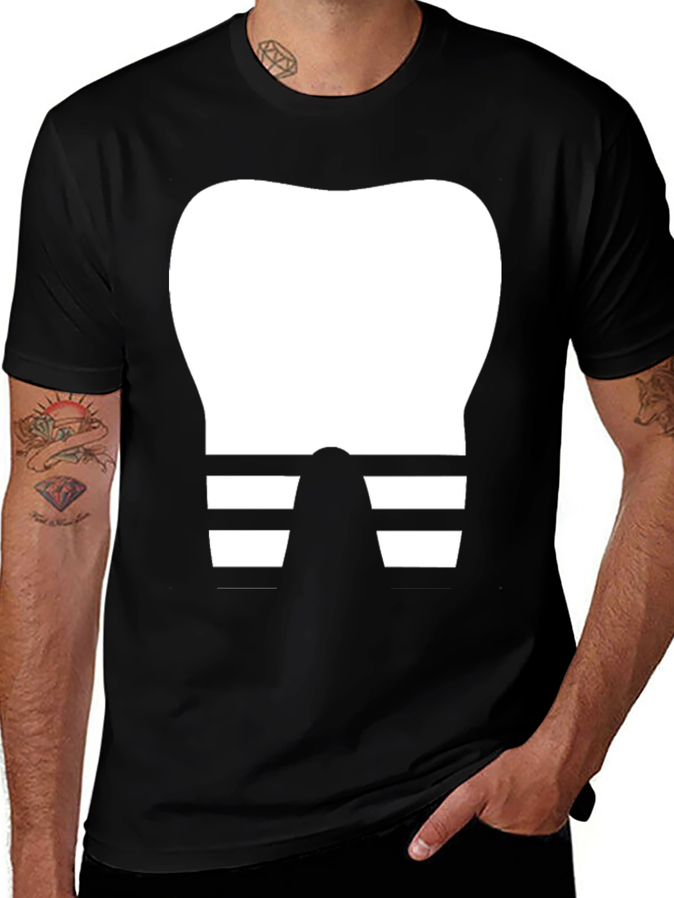 Funny Dentist Tooth T-Shirt Black Cotton Tee