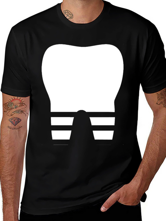 Funny Dentist Tooth T-Shirt Black Cotton Tee