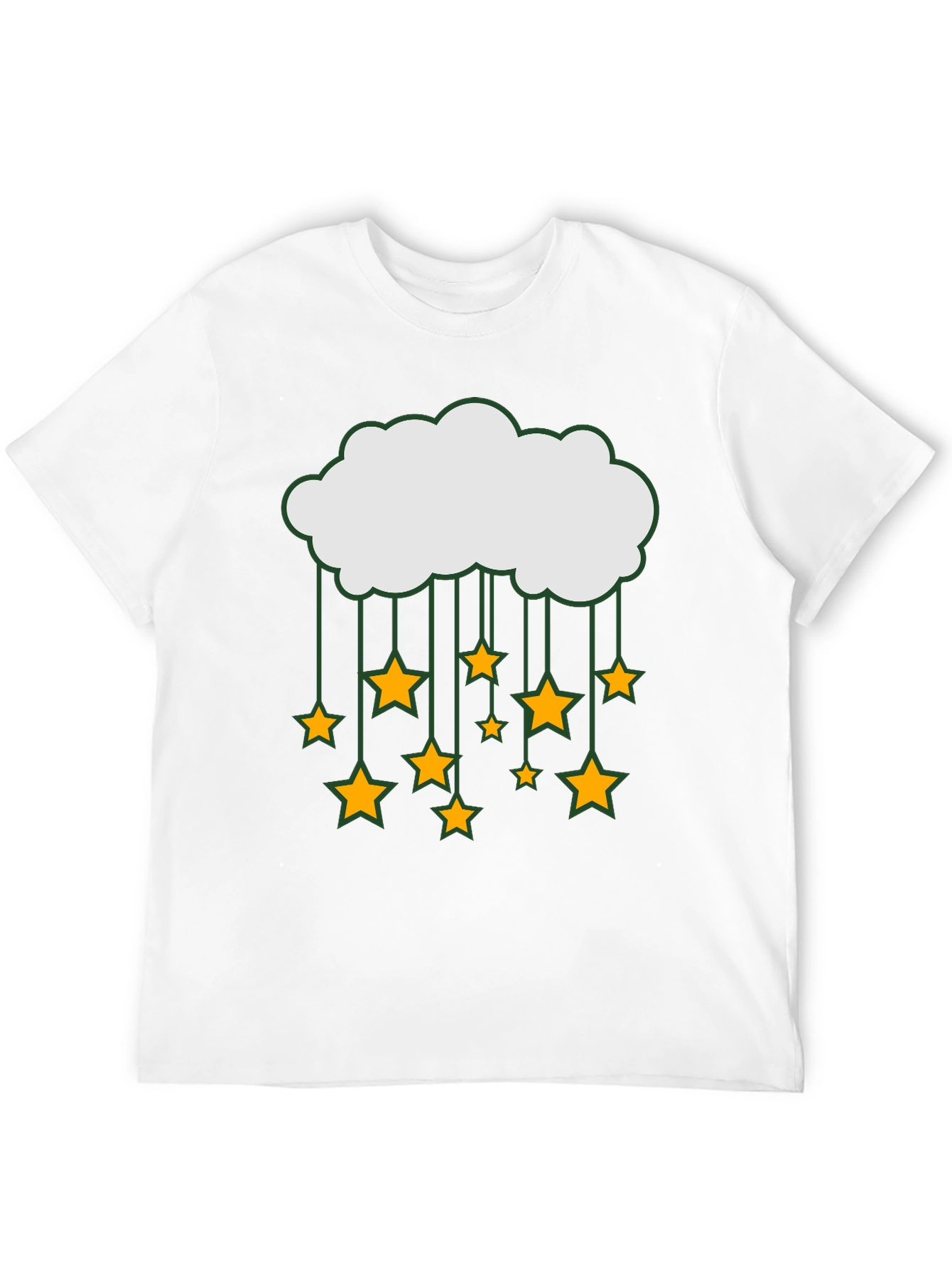 Cloud and Stars Graphic Tee - Black Cotton T-Shirt