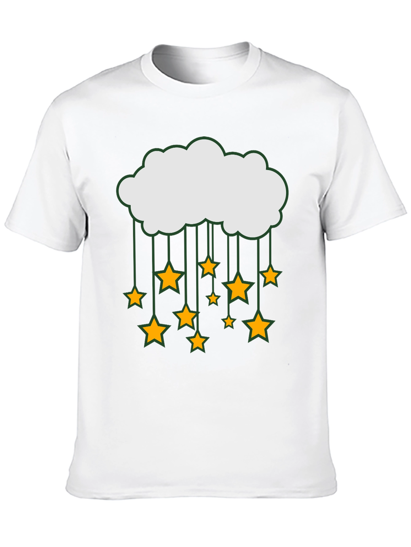 Cloud and Stars Graphic Tee - Black Cotton T-Shirt