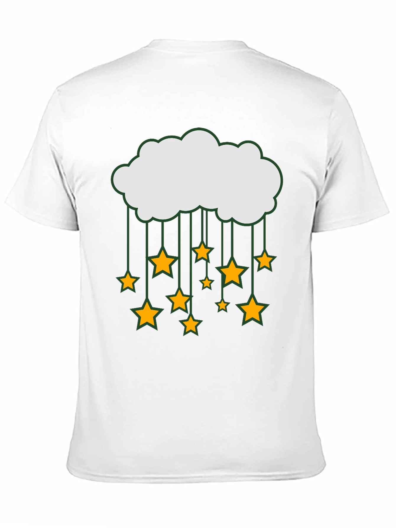 Cloud and Stars Graphic Tee - Black Cotton T-Shirt