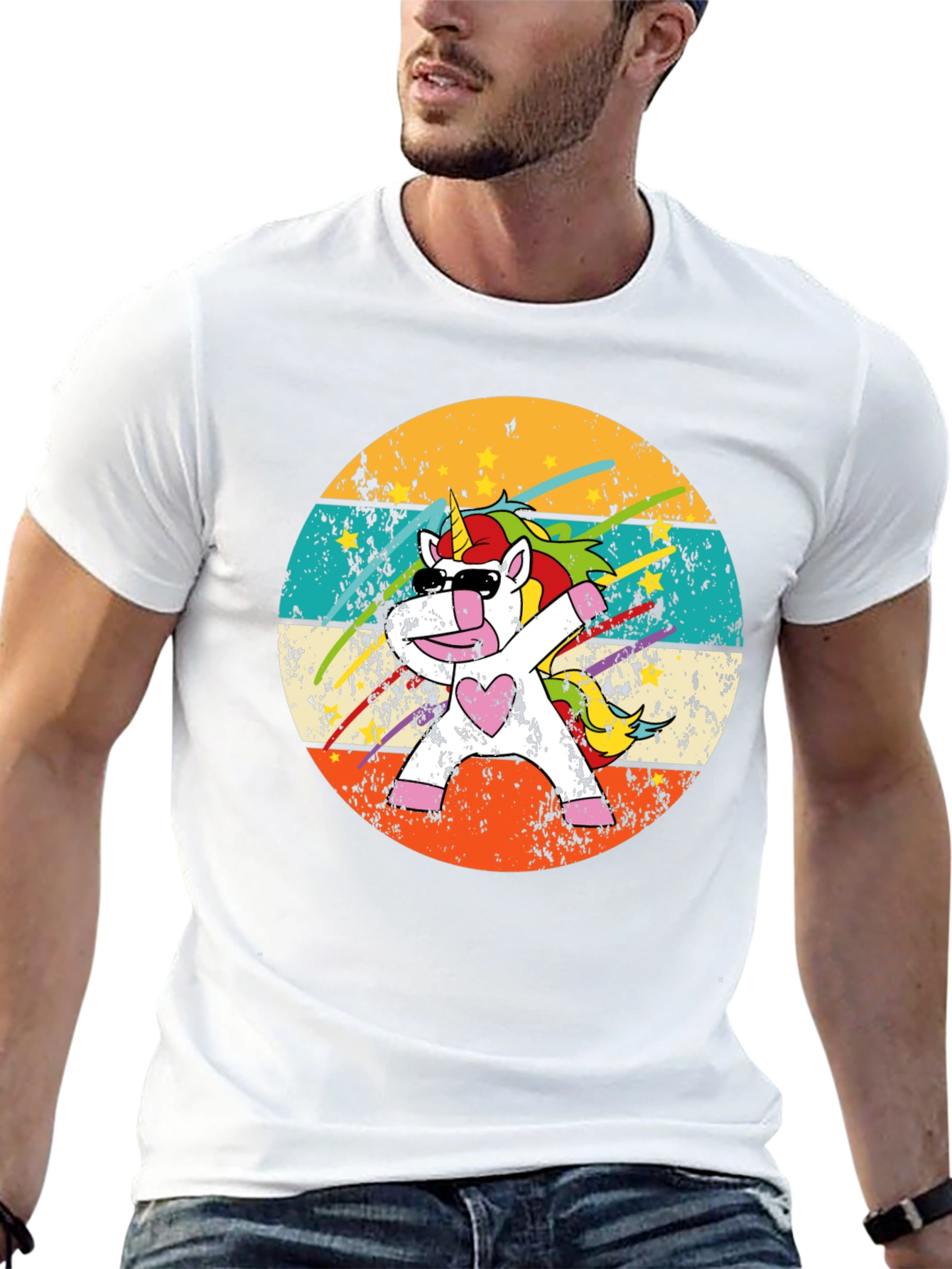 Dabbing Unicorn Retro T-Shirt