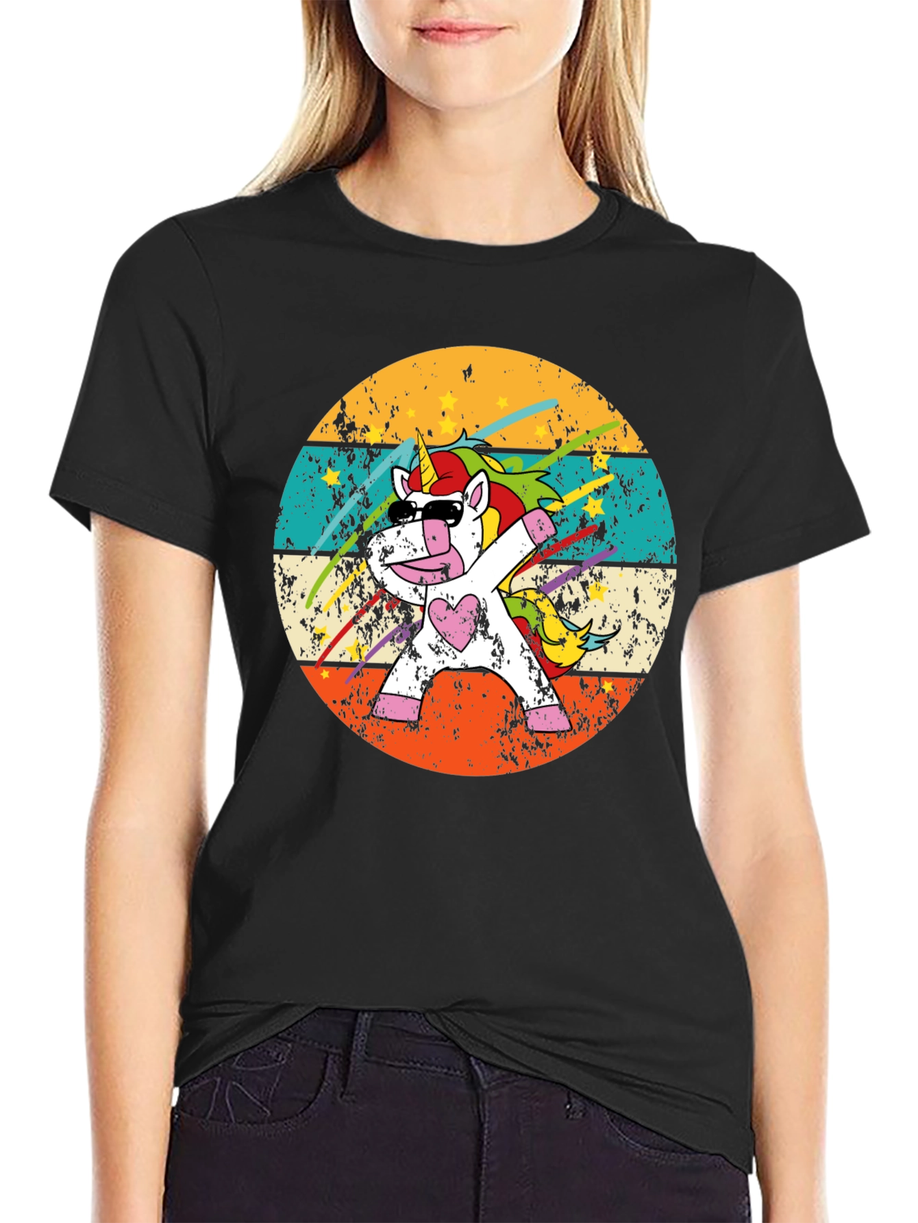 Dabbing Unicorn Retro T-Shirt