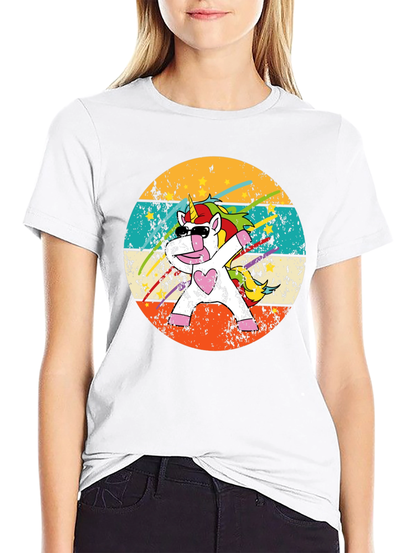 Dabbing Unicorn Retro T-Shirt