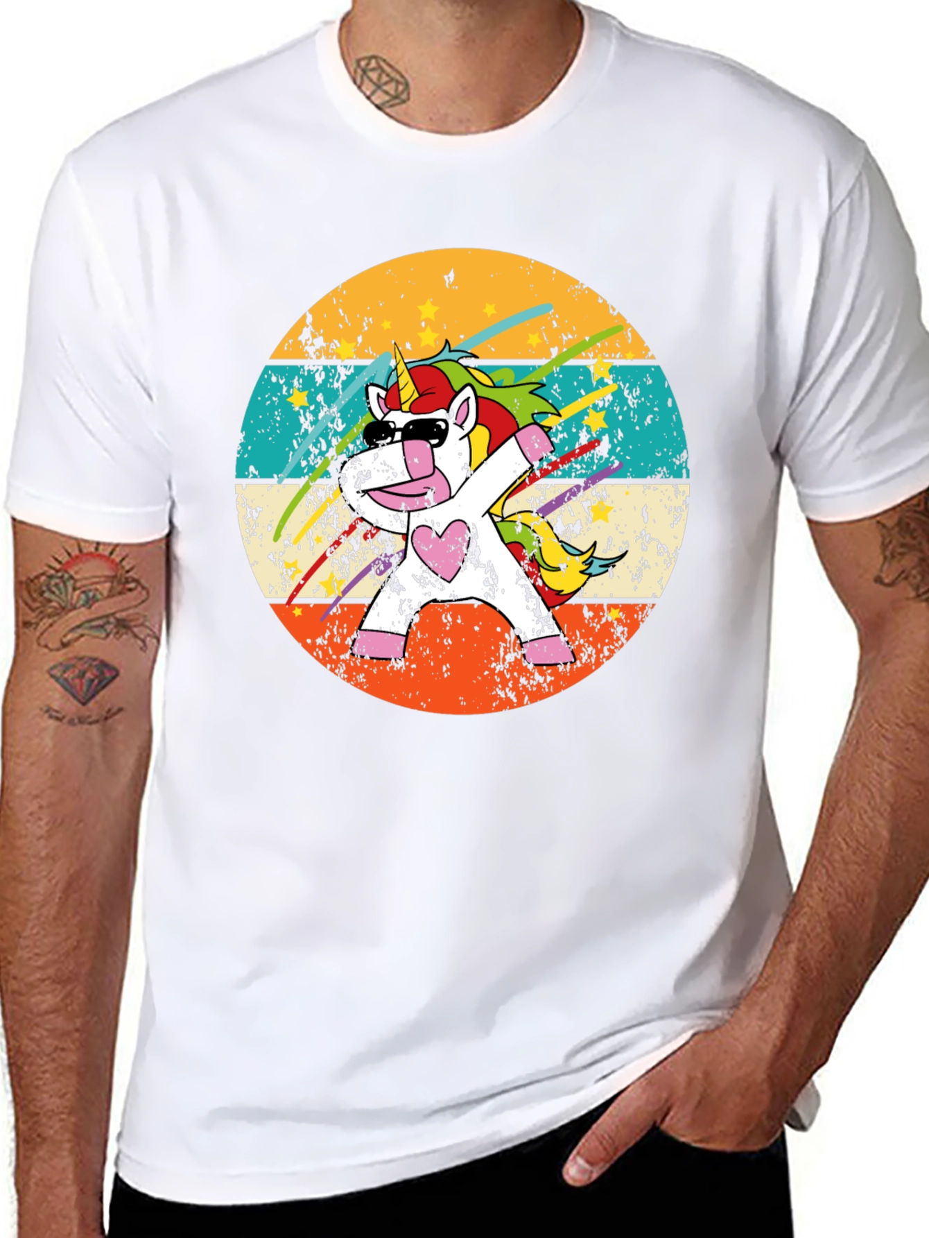 Dabbing Unicorn Retro T-Shirt