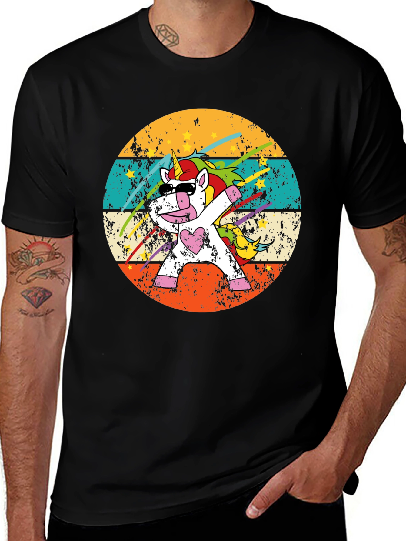 Dabbing Unicorn Retro T-Shirt