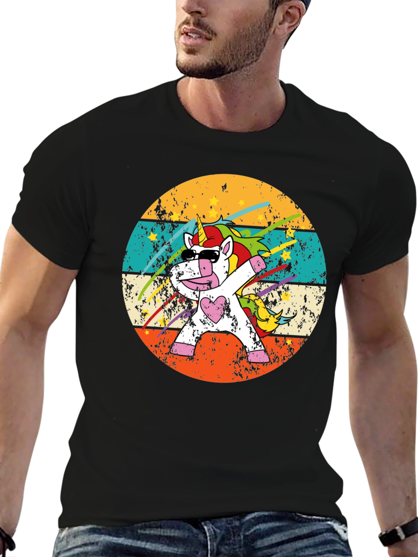 Dabbing Unicorn Retro T-Shirt