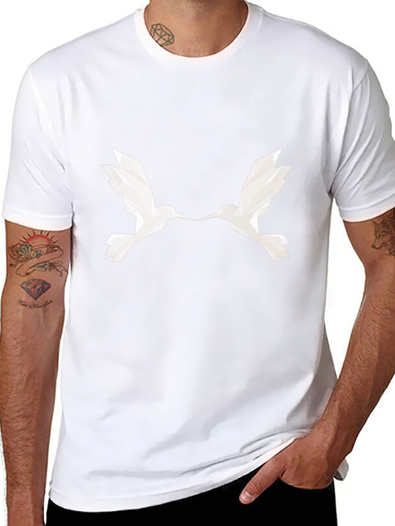 Geometric Birds Black T-Shirt