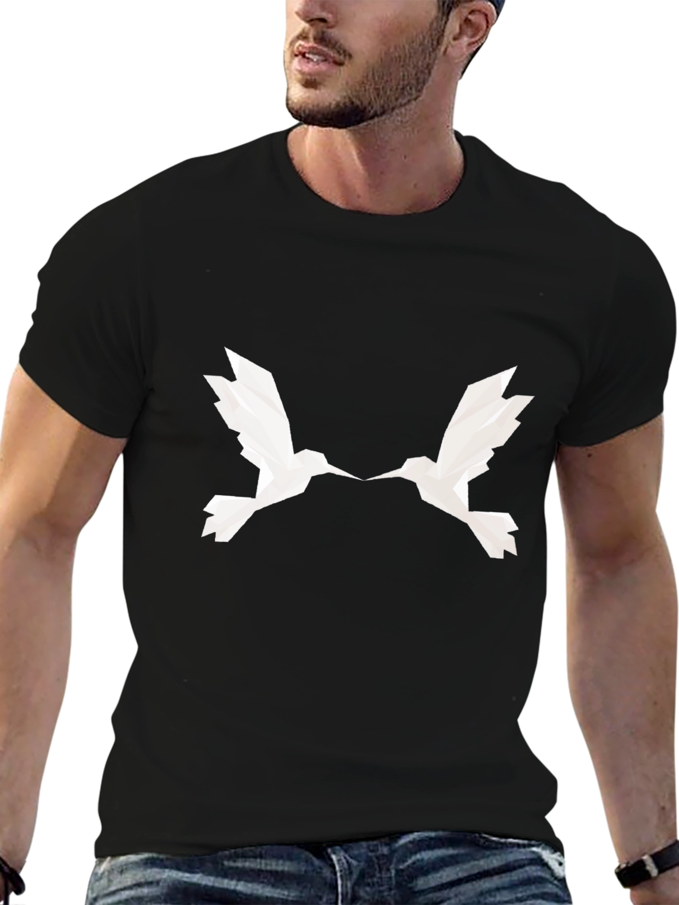 Geometric Birds Black T-Shirt
