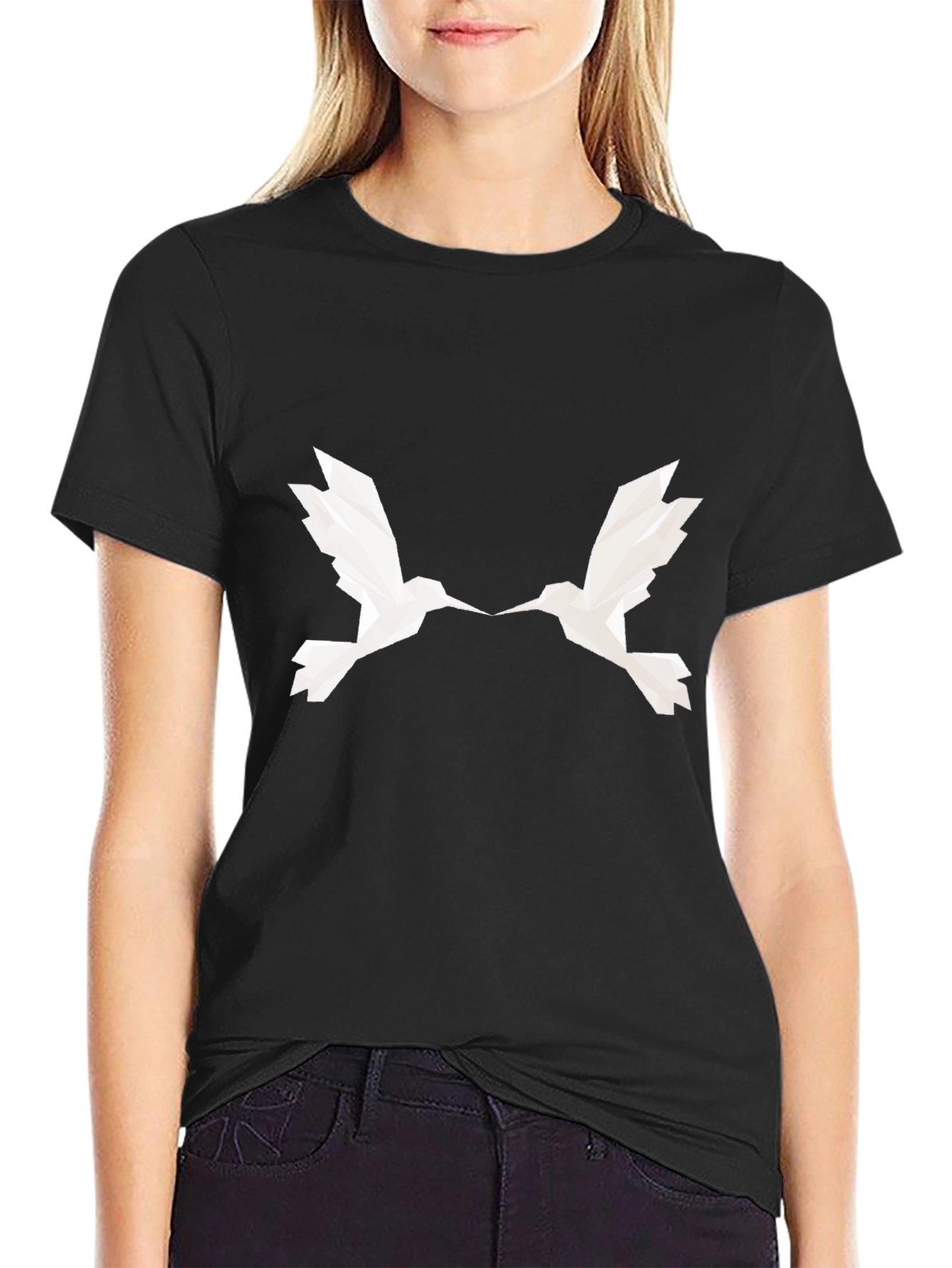 Geometric Birds Black T-Shirt