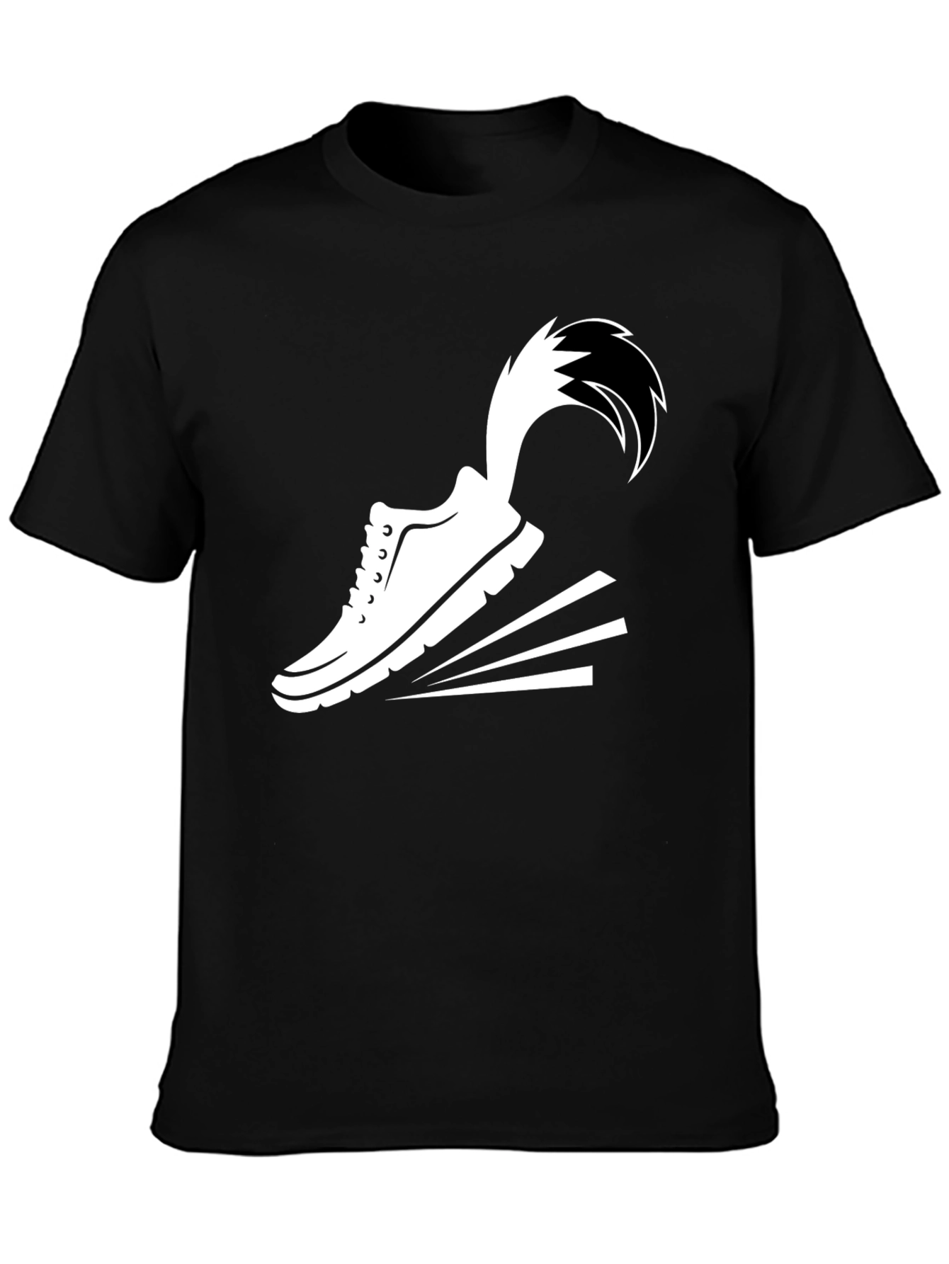 Mens Black Graphic Tee: Speed Shoe Design