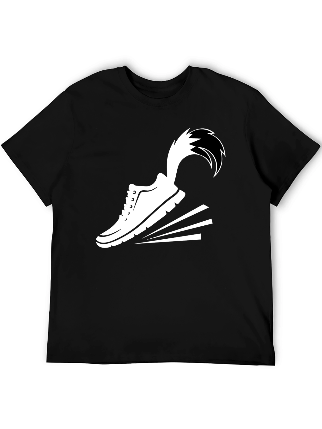 Mens Black Graphic Tee: Speed Shoe Design