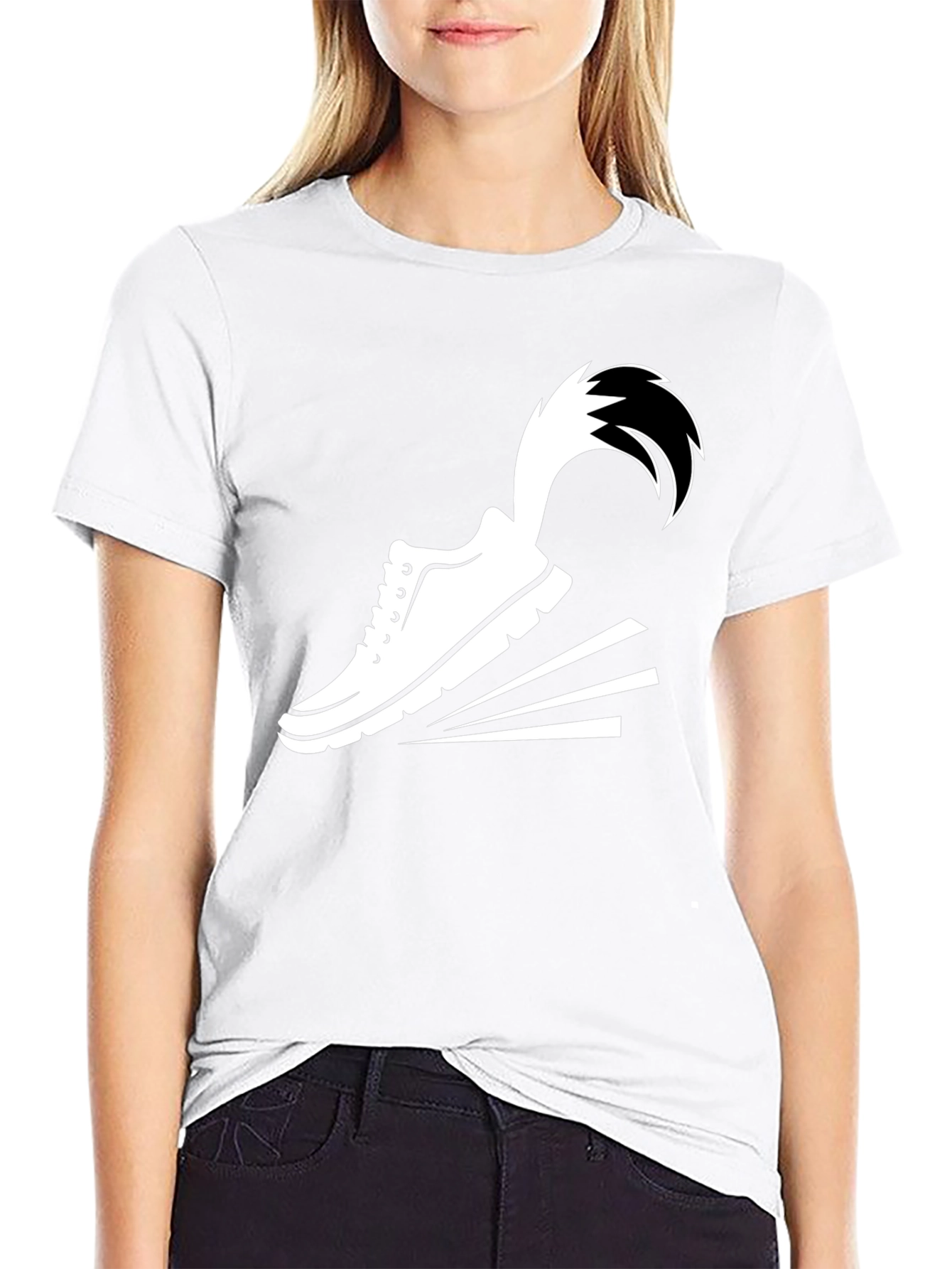 Mens Black Graphic Tee: Speed Shoe Design
